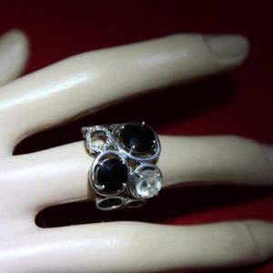 Zales Onyx, Topaz, and Diamond Accented Ring